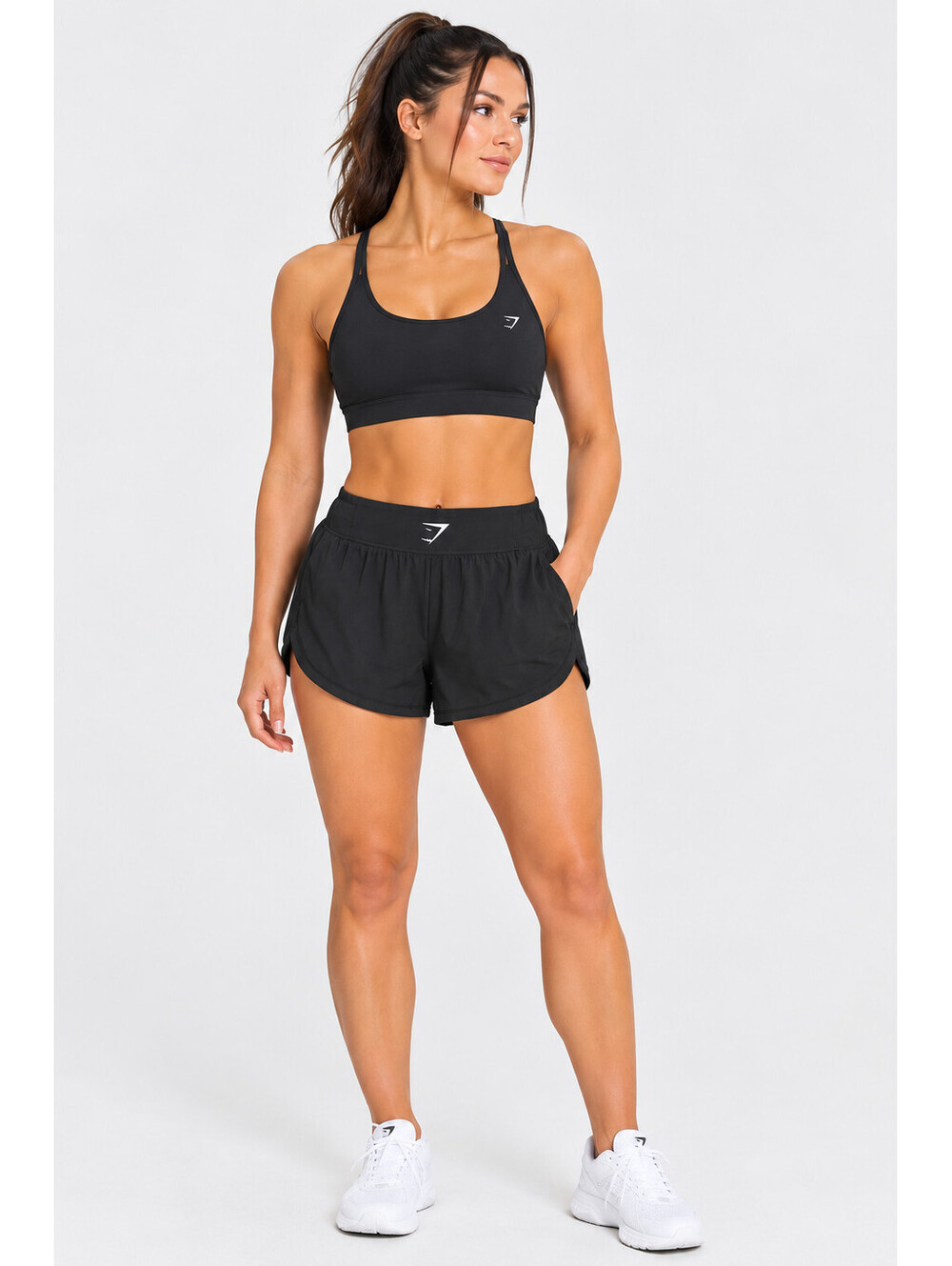 Gymshark Scallop Hem Shaped Shorts Women's Small Black Regular Fit NWT